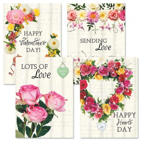 Roses on Wood Valentines Day Cards