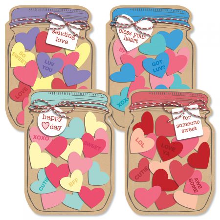 Diecut Jar of Hearts Valentines Day Cards