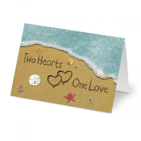 Two Hearts in the Sand Valentines Day Cards