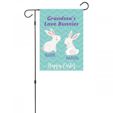 Personalized Love Bunnies Garden Flag