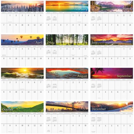 2018 Sunsets Big Grid Calendar with Pockets