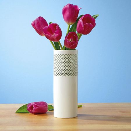 Elegant Cutout Ceramic Vase by Current Catalog