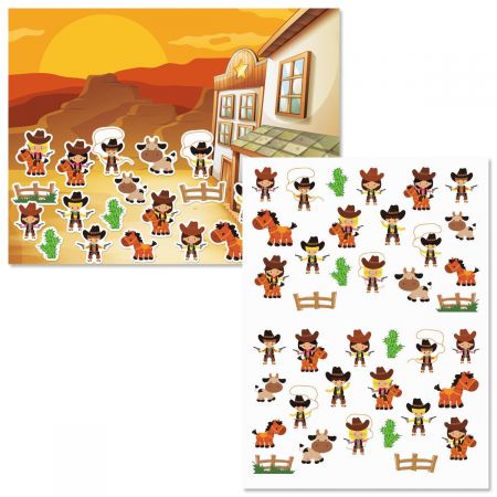 Cowboys and Cowgirls Background Scenes and Stickers