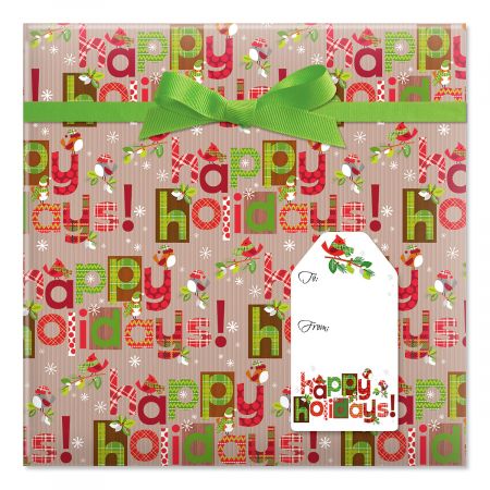 Woodland Type Jumbo Rolled Gift Wrap and Labels