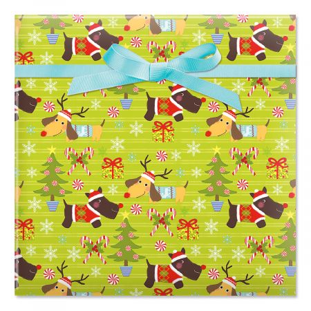 Christmas Puppies Jumbo Rolled Gift Wrap