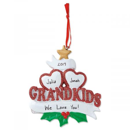 Grandkids with Hearts Personalized Christmas Ornaments