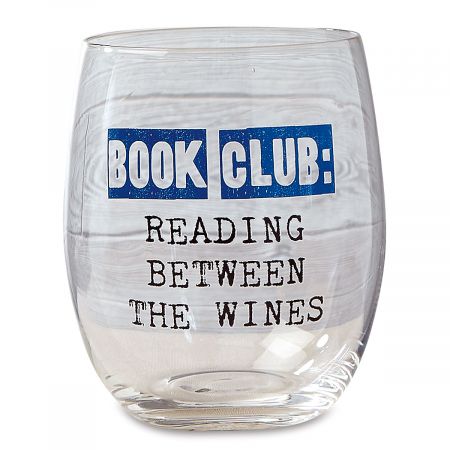 Reading Book Club Stemless Wine Glass