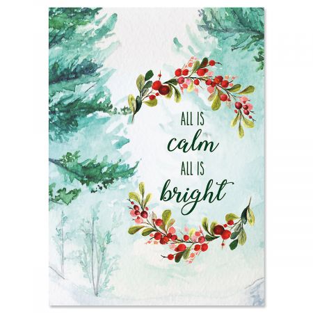 Calm and Bright Nonpersonalized Christmas Cards - Set of 18