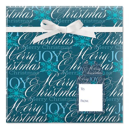 Formal Script Jumbo Rolled Gift Wrap and Labels