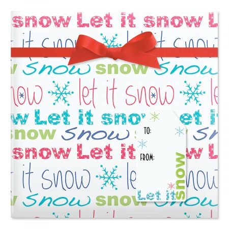 Flaked Script Jumbo Rolled Gift Wrap and Labels