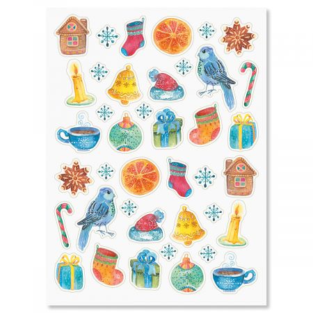 Watercolor Christmas Stickers