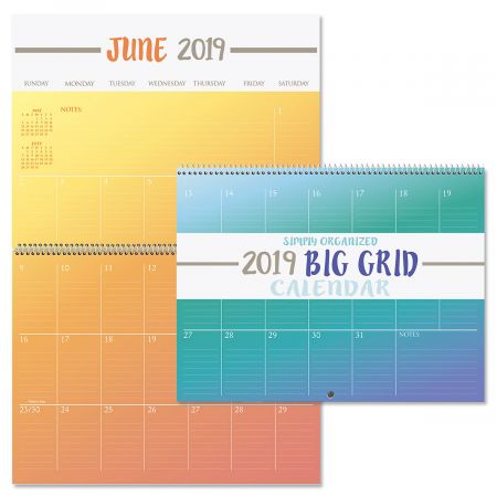 2019 Color Block Big Grid Planning Calendar