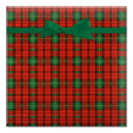 Old World Plaid Foil Rolled Gift Wrap