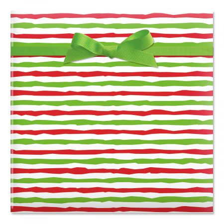 Red & Lime Stripes Jumbo Rolled Gift Wrap