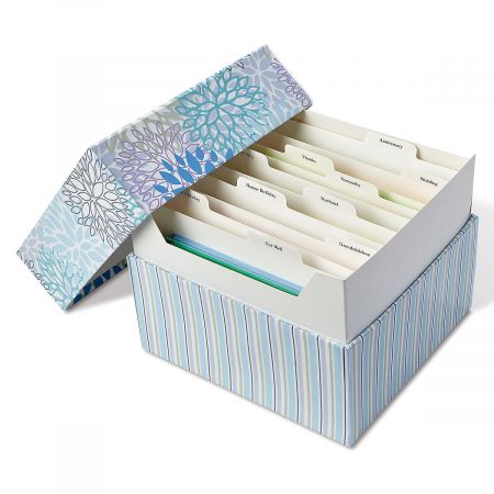 Designer Greetings Greeting Card Organizer Box with Dividers and