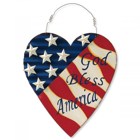 God Bless America Metal Heart Sign by Current Catalog