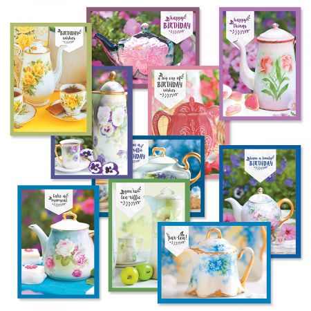 Teapot Birthday Greeting Cards Value Pack