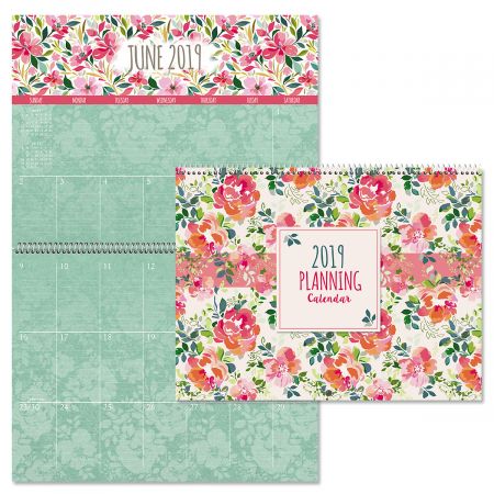 2019 Kraft Floral Big Grid Planning Calendar