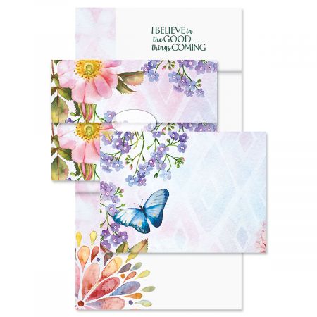 Butterfly Florals Just-a-Note™ Cards with Seals