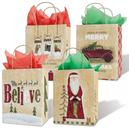 Christmas Folk Kraft Gift Bags Current Catalog