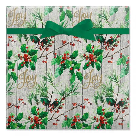 Holly and Pine Rolled Gift Wrap