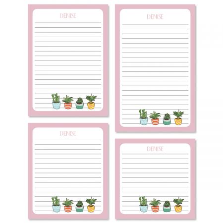 Pink Border Succulents Personalized Notepad Sets
