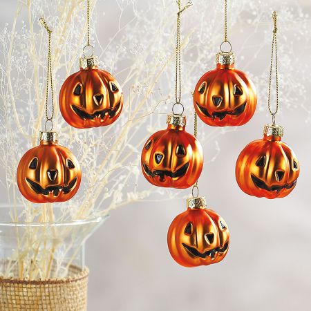 pumpkin Spooky Jack O Lantern Christmas Ornament Orange glitter Christmas tree ornament
