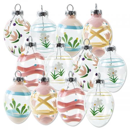 Handpainted Glass Easter Egg Ornaments