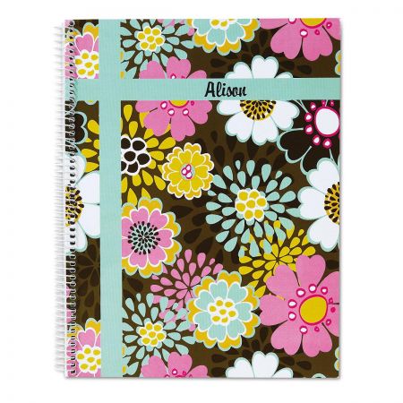 Mocha Flowers Large Notebook