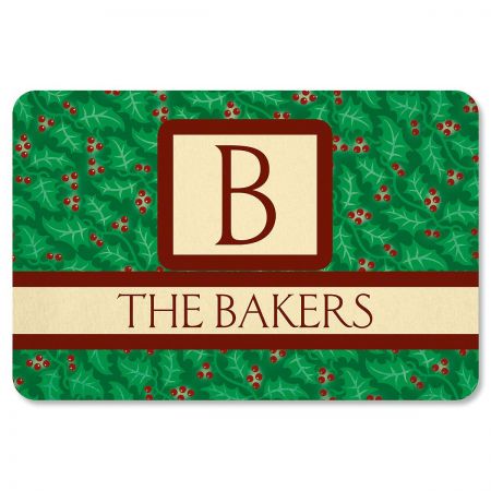 Holly Monogram Personalized Welcome Doormat