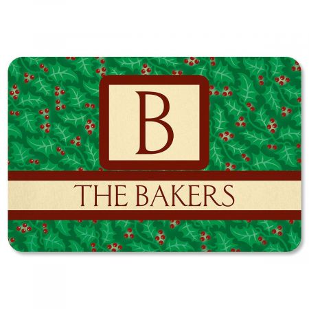 Holly Monogram Personalized Welcome Doormat