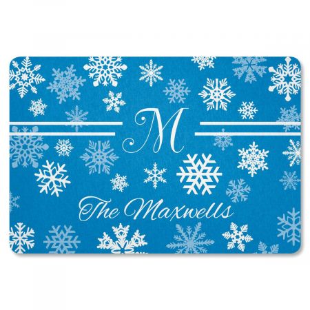 Elegant Snowflake Personalized Welcome Doormat