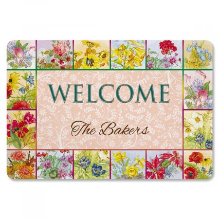 Beautiful Flowers Personalized Welcome Doormat