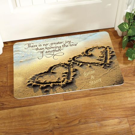 Two Hearts Personalized Welcome Doormat