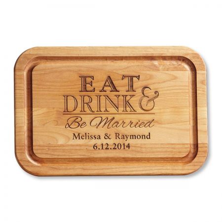 Alder Eat, Drink, Be Married Personalized Wood Cutting Board