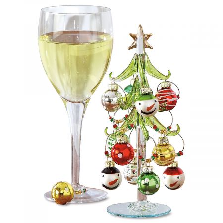 Art Glass Tree with Wine-Charm Ornaments