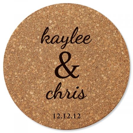 Couple’s Round Cork Personalized Trivet