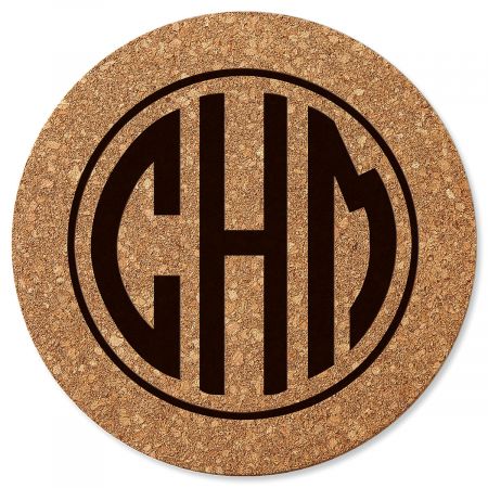Circle Monogram Round Cork Personalized Trivet