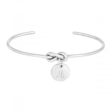 Personalized Forget-Me-Not Cuff Bracelet with Disk