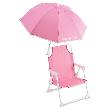 Pink Umbrella Personalized Beach Chair