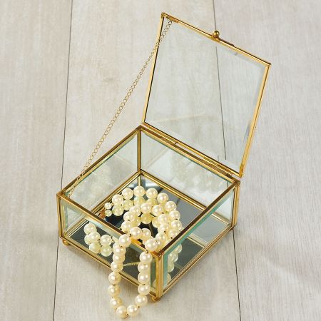 gold glass trinket box