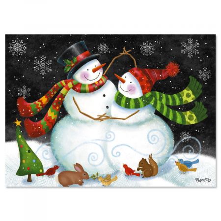 Snow Couple Nonpersonalized Christmas Cards - Set of 18