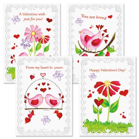 Deluxe Faith Birds & Blossoms Valentines Day Cards