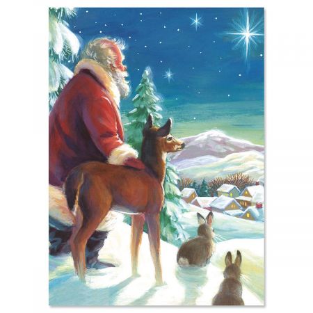 Santa and Star Religious Christmas Cards