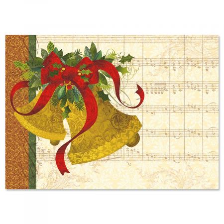 Joyful Bells Nonpersonalized Deluxe Christmas Cards - Set of 14