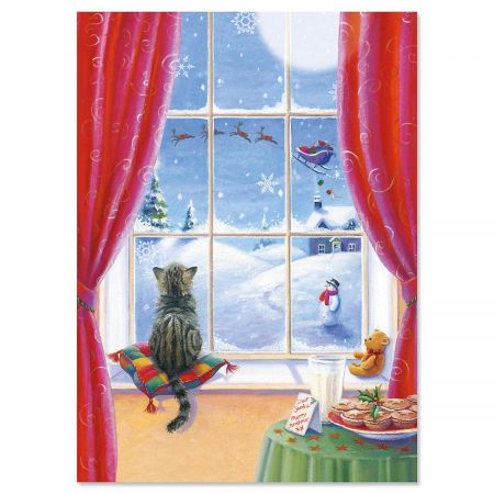 Watchful Kitten Nonpersonalized Christmas Cards - Set 18