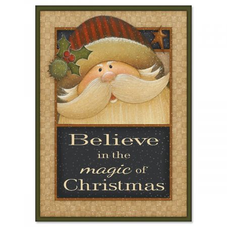 Santa Believe Nonpersonalized Christmas Cards - Set of 18