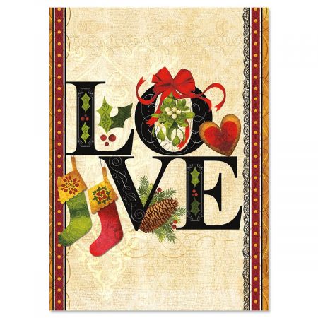 Love Nonpersonalized Christmas Cards - Set of 18
