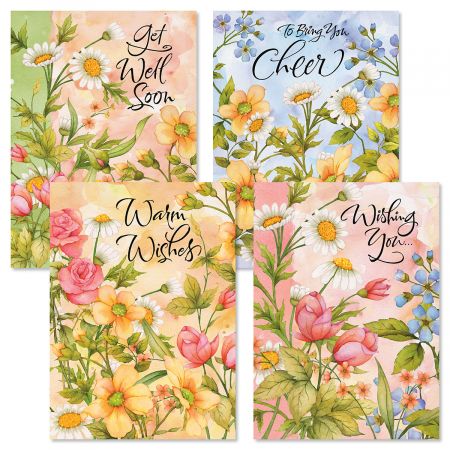 Watercolor Garden Get Well Cards & Seals