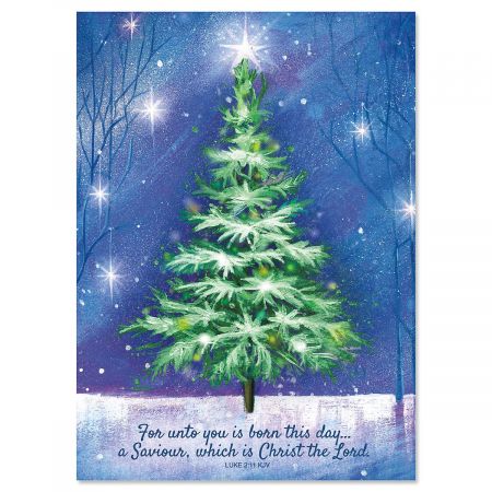 Winter Tree Nonpersonalized Christmas Cards - Set of 18